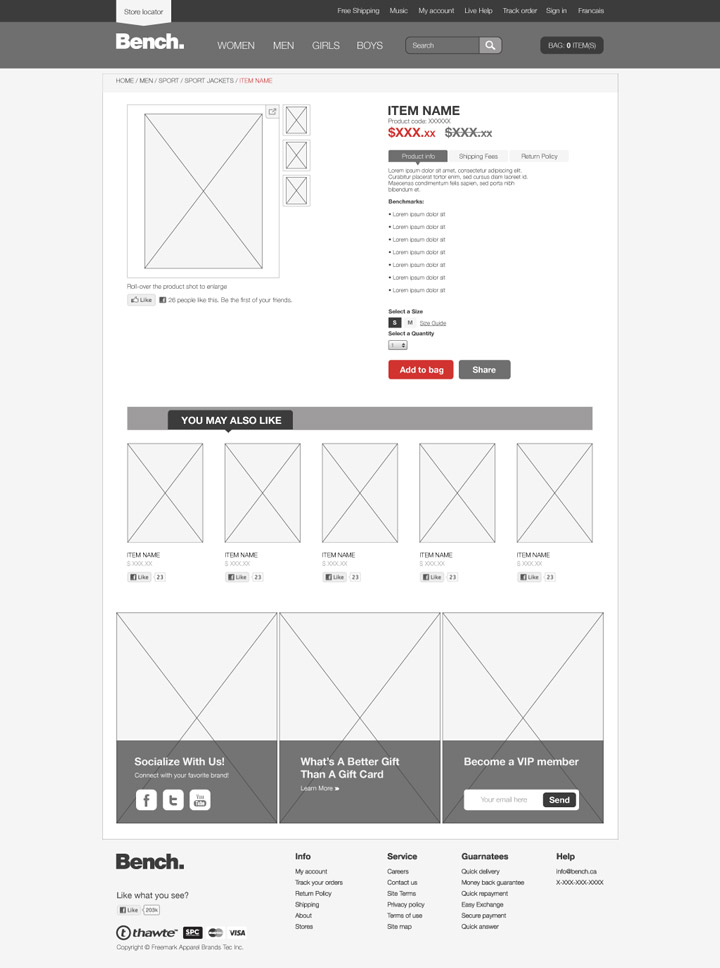 Wireframe - Product page